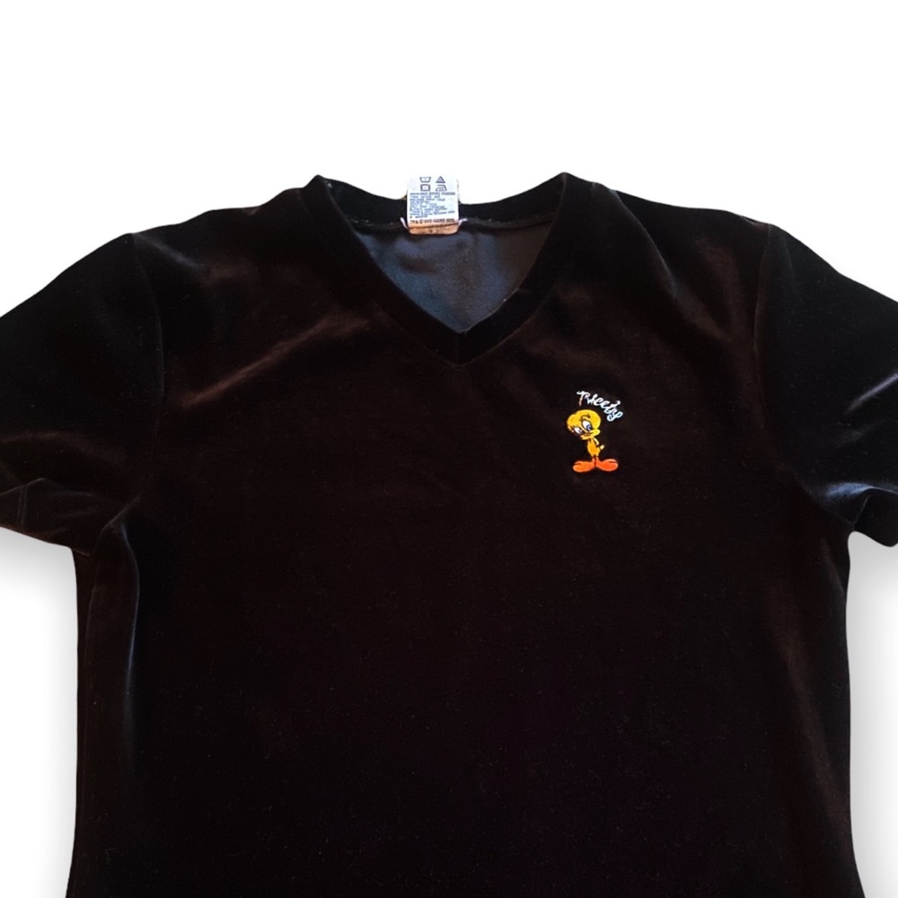 Womens tweety bird velvet top Size L Warner Bros **Vintage 90’s 1998